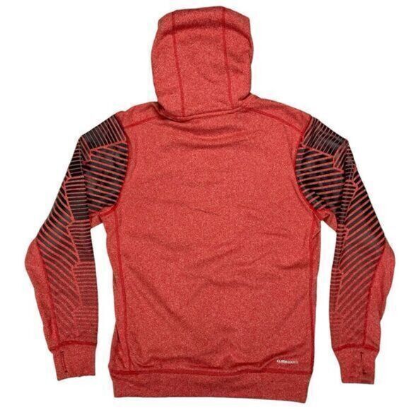 Adidas Ultimate Hoodie Mens Sz M Red Black Striped Climawarm Athletic Sweatshirt - Picture 6 of 16